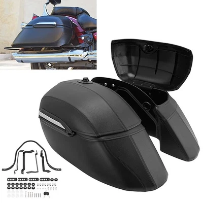 Hard Bags Saddlebags & Heavy Duty Mounting Kit For Honda Yamaha Suzuki Kawasaki - Image 1 of 4