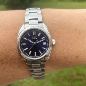 ESQ by Movado woman’s watch with date Swiss movement silver blue small size - Picture 1 of 12