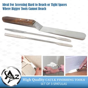 3 Caulk Finishing Tools Sealant Smooth Scraper Grout Kit Kitchen Bathroom Window - Picture 1 of 7