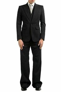 Dsquared2 Men's Wool Charcoal One Button Three Piece Suit US 38 IT 48