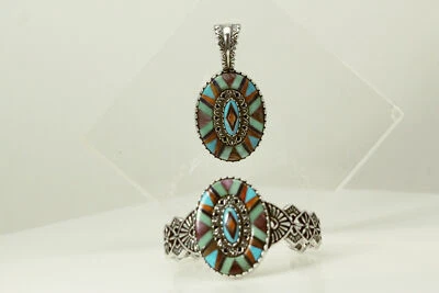 Carolyn Pollack Relios 925 Turquoise Multi Gemstone Bracelet & Pendant (BR4939) - Image 1 of 4