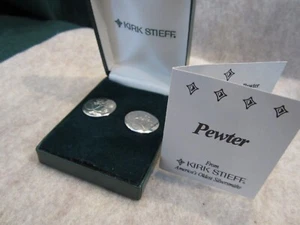 Kirk Stieff Pewter Earrings Summer Rose Silver Tone - Vintage Original Box - Picture 1 of 5
