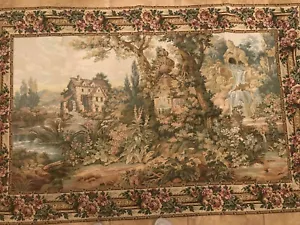 French Romantic Country Style Woven Chateau Tapestry 58” X 38” $999 - Picture 1 of 10