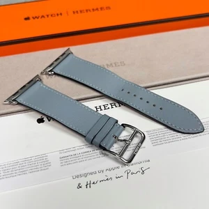 Apple Watch Hermès Ocean Blue Leather Single Tour Band 42 44 45 - Bild 1 von 16