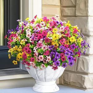 18 Bundles UV Resistant Artificial Flowers for Outdoor Garden Decor - Picture 1 of 12