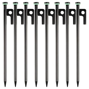8 Pack Tent Stakes Heavy Duty Metal Tent Pegs with 10 inch Steel Tent Stakes - Picture 1 of 6