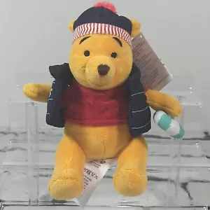 Disney Winnie the Pooh Winter Christmas beanbag Plush Stuffed Animal W/Tags - Picture 1 of 7