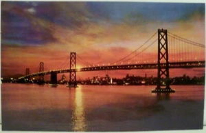 Vintage San Francisco Bay Bridge bei Sonnenuntergang Postkarte 5,5” x 8,75” - Bild 1 von 3