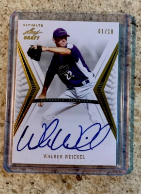 #/10 2012 Leaf Ultimate Draft Gold Walker Weickel #BA-WW1 Auto San Diego Padres - Image 1 of 2
