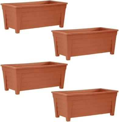 55cm Decorative Plastic Trough Garden Planter Pot Indoor Garden Patio Terracotta - Image 1 of 3