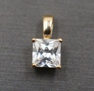 Solitär-Anhänger 2,00 kt Princess-Schliff Lab Created Diamant 14 K Gelbgold vergoldet - Bild 1 von 5