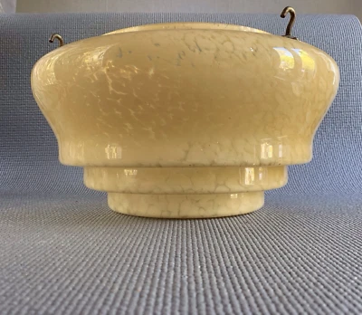 VTG Glass Lampshade Art Deco Flycatcher Plafonnier  Beige Sand 3 Tier Rare VGC - Image 1 of 4