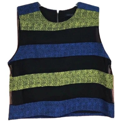 English Rose Womans Crop Top Yellow Blue Large sleeveless NEW - Imagem 1 de 3