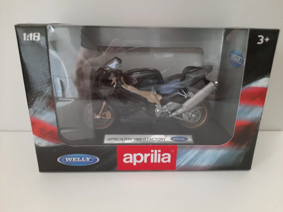 Modellino Statico Aprilia RSV 1000r Welly Moto Colore Nero Scala 1:43 - Immagine 1 di 1