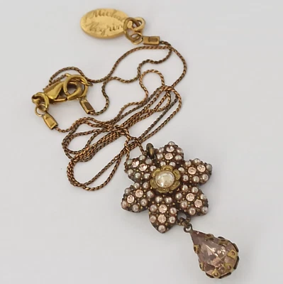 Collar Michal Negrin Beige Cristales Flor Micro Perlas Art Deco Gota Romántica Foto 1 de 4