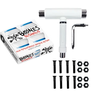 Bones Skateboard Bushings Hardcore Soft White 81A With Krown T-Tool & Hardware - Picture 1 of 4