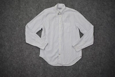 JC Penney Shirt Adult Medium White Blue Striped Cotton Long Sleeve Casual Mens - Image 1 of 4