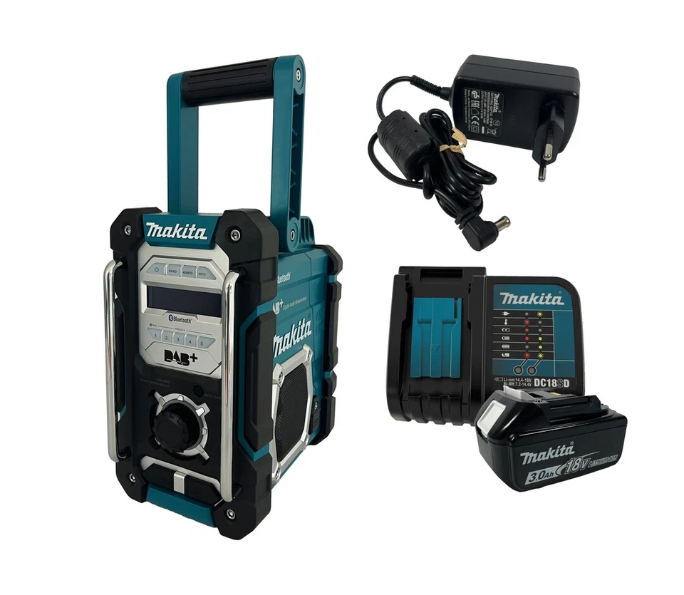 Makita DMR 112 Akku-Baustellenradio DAB+ und Bluetooth mit Akku 3 Ah + Ladegerät - Bild 1 von 4