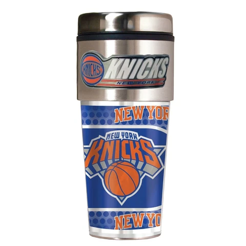 NEW YORK KNICKS 16 OZ STAINLESS STEEL COFFEE TRAVEL MUG 3D METAL EMBLEM Cover