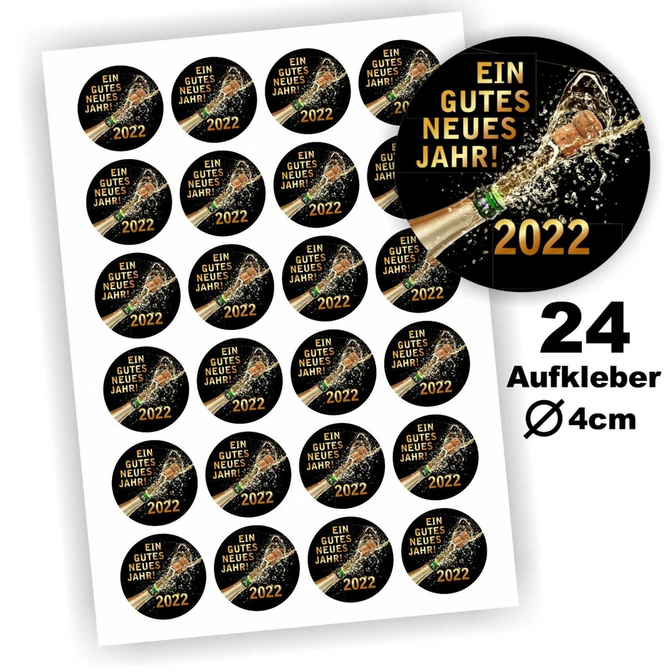 24 Aufkleber Flaschenetikett Ein gutes neues Jahr 2026 Geschenk Silvester - Bild 1 von 1
