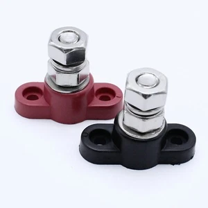 Red & Black Junction Block Power Post Set Insulated Terminal Stud 3/8" Stainless - Picture 1 of 5