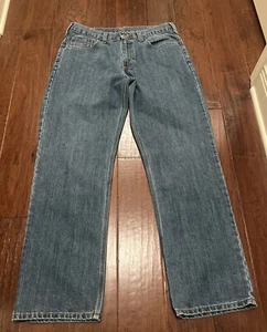 Carhartt Jeans Uomo 34x32 Blu Pantaloni da Lavoro Relaxed Fit Vita Media 101483-980 - Foto 1 di 13