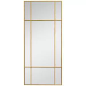 HOMCOM Window Style Vanity Mirror 110 x 50cm Hanging Wall Mirror Gold Tone - Picture 1 of 11