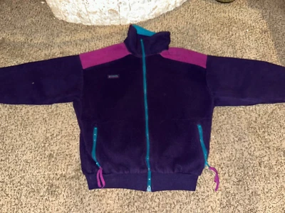 Chaqueta Columbia Mujer XL De Colección Años 90 Púrpura Rosa Cremallera Completa Bloque de Color Vellón EE. UU. Foto 1 de 4