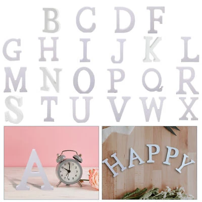 8cm Grande Legno Bianco Autoportante Lettere Alfabeto Nozze Tavolo Festa Decor - Immagine 1 di 4