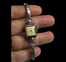 birks challenger 14k white gold 17 Jewels Watch elastic band working condition