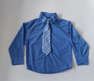 Andrew Fezza Boys Size 4T Long Sleeve Button Down Dress Shirt Tie Set Blue - Picture 1 of 7
