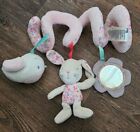 Mothercare Pink bunny pram cot spiral soft toy plush baby Girls toy