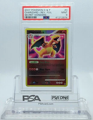 POKEMON SECRET WONDERS CHARIZARD #3 REVERSE HOLO FOIL CARD PSA 9 MINT #41212974 - Image 1 of 3