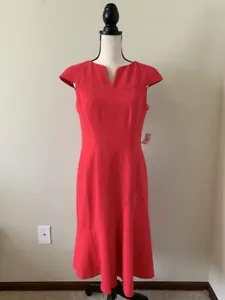 NWT ANNE KLEIN Women Size 6 Pink Cap Sleeve A Line Dress - Picture 1 of 8