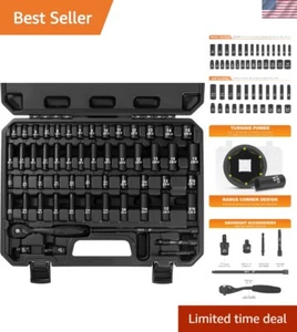High-Quality 56-Piece Socket Set: Includes Ratchet Wrench & Power Drill Adapter - Picture 1 of 9
