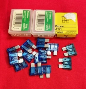 LITTELFUSE/BUSSMANN BLADE FUSE, ATO&ATC-15, 15 AMP, BLUE, **LOT OF 13** - Picture 1 of 4