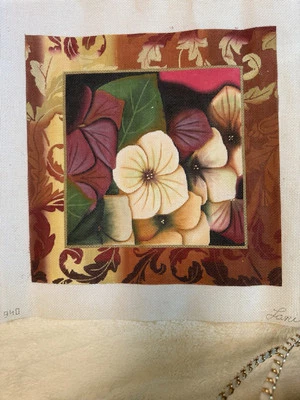 Lani’s rich, warm and wonderful needlepoint Hydrangas canvas - Image 1 of 2