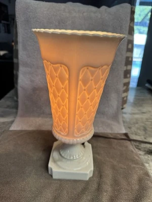 Torchiere Diamond Pattern Boudoir Table Lamp - Marked Lenox - Image 1 of 4