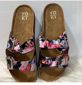 YOKI Gian 91 Women’s Double Buckle Fabric Slide Sandals Size 8 - Picture 1 of 6
