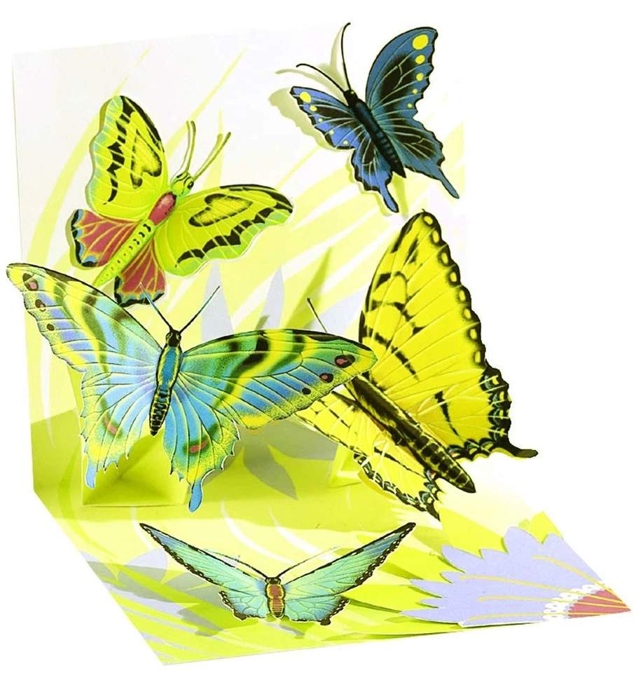 Up With Paper 3D Greeting Card – Spring Butterflies, All Occasion, 5.25"x5.25" - Image 1 of 1