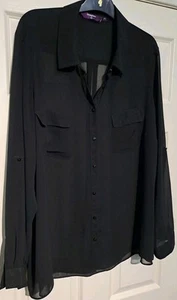 NEW LOOK INSPIRE WOMENS BLACK TOP/BLOUSE SIZE 24 SEE MEASUREMENT S - Picture 1 of 10
