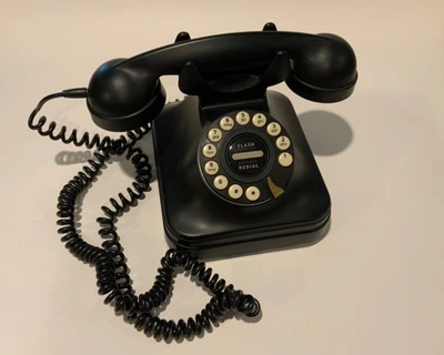 Pottery Barn GRAN TELÉFONO • Botón pulsador • Estilo giratorio retro vintage • NEGRO Foto 1 de 4