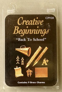 Creative Beginnings Brass Charms "Back to School" Pencil Crayon Ruler Diploma - Picture 1 of 2
