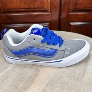 Vans Kids Knu Skool Skate Shoes Pop Grey Size 7 Jr Blue Stripe Sneakers NEW - Picture 1 of 12