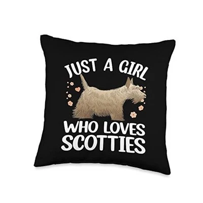 Divertido arte de terrier escocés para niñas mujeres Scottie perro amante almohada 16x16 Foto 1 de 4