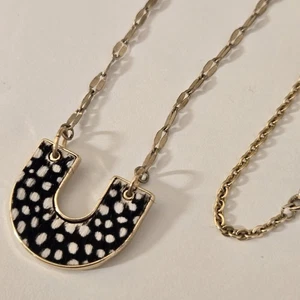 Polka Dot Hufeisen Anhänger Halskette Gold Platte Pony Fell Haar Western Fee Boho - Bild 1 von 6