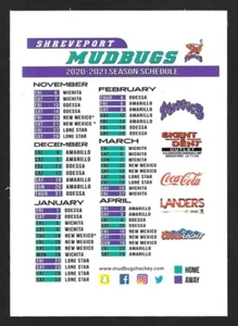 2020-21 Shreveport Mudbugs NAHL Hockey Schedule !!! Many Sponsors - Picture 1 of 2