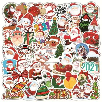 4 CLASSY GIFTS Christmas Stickers Skateboard Vinyl Laptop Luggage Decal Sticker Bomb Lot 50 pc