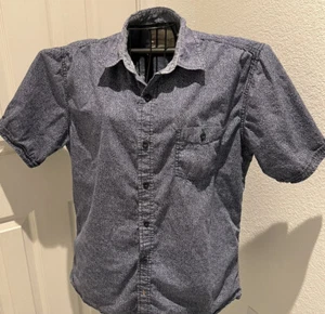 Camicia uomo vintage resistente alle intemperie con bottoni blu e bianca taglia L - Foto 1 di 5
