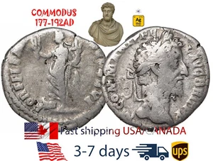 Ancient Roman Empire Coin Silver Denarius COMMODUS 177 - 192 AD Authentic #17019 - Picture 1 of 3